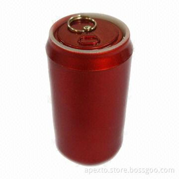 Beer Can USB Flash Drive with 512MB to 32GB Memory Capacities, OEM and ODM Orders are Welcome